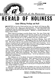 Title Page of Herald of Holiness - February 19, 1951