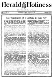 Front page of Herald of Holiness - August 19, 1925