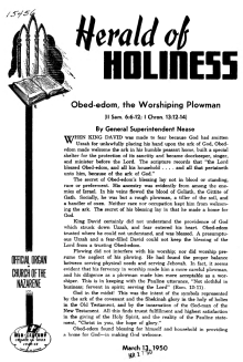 Cover page of Herald of Holiness - March 13, 1950