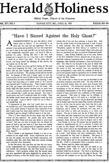 Herald of Holiness - April 22, 1925