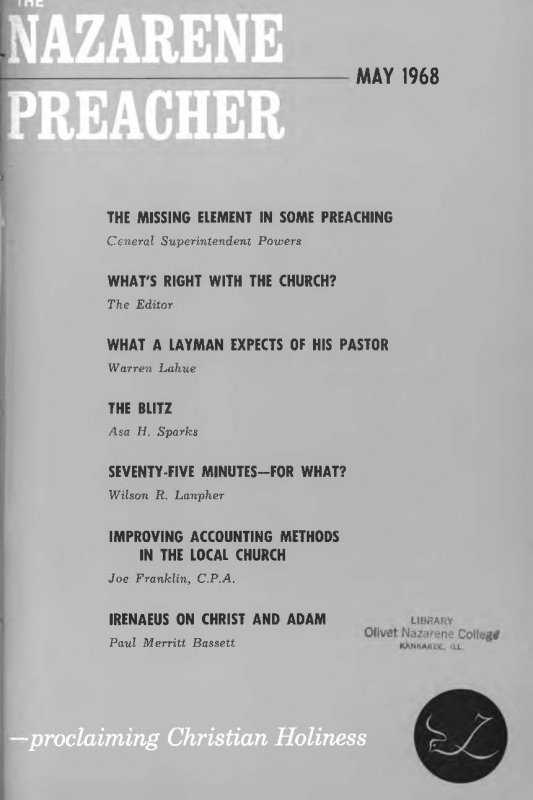 Title Page of Nazarene Preacher