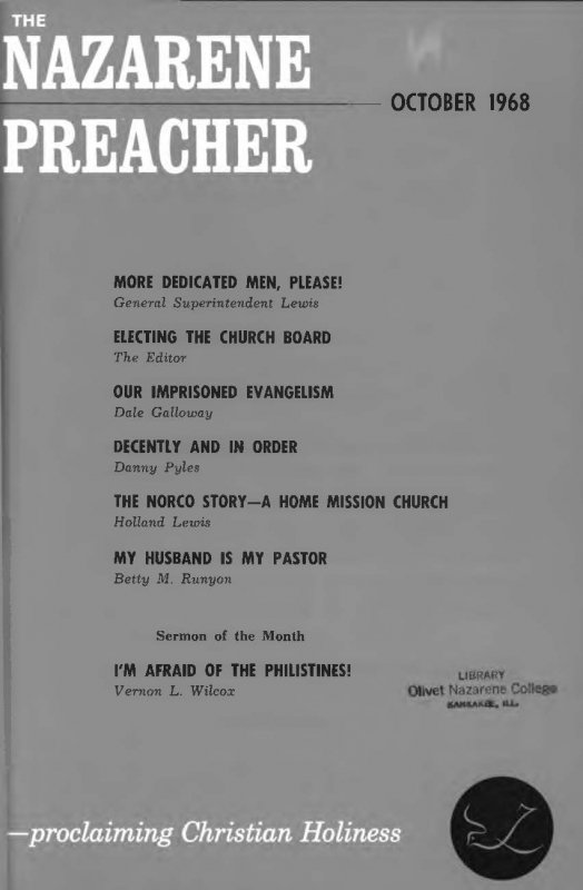 Title Page of Nazarene Preacher