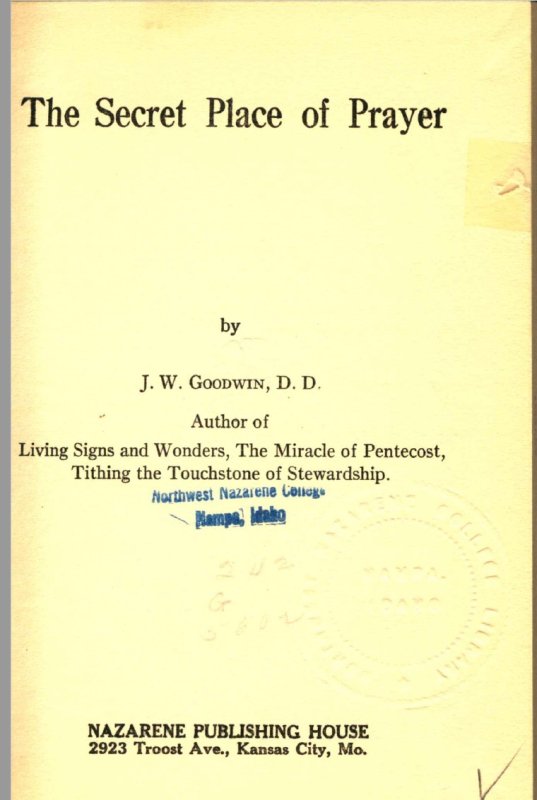 title page image The Secret Place of Prayer