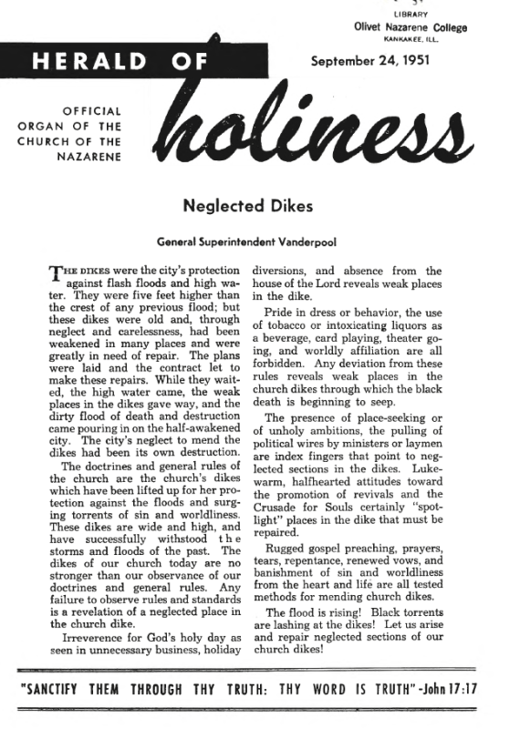 Title Page of Herald of Holiness - September 24, 1951