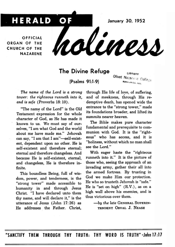 Title Page of Herald of Holiness - January 30, 1952