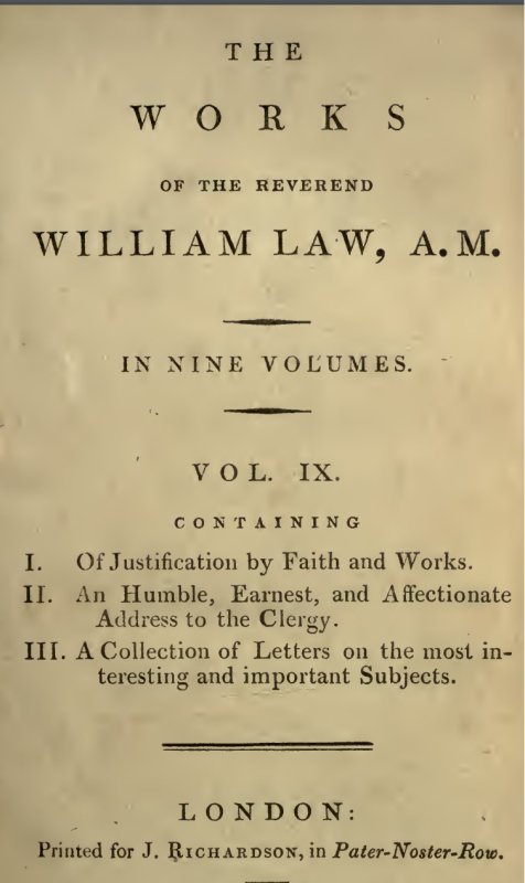 Title Page of The Works of William Law Volume 9