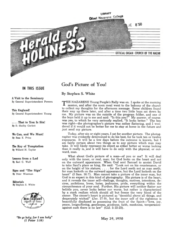 Cover of Herald of Holiness - May 29, 1950
