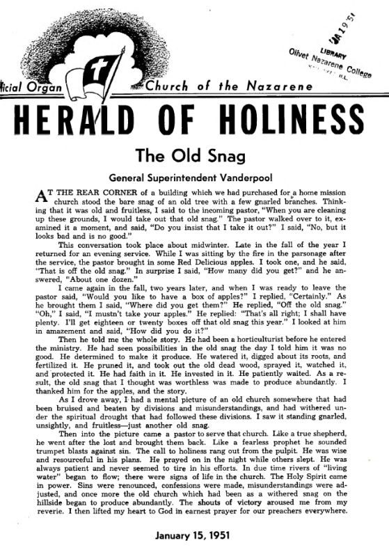 Title Page of Herald of Holiness - January 15, 1951