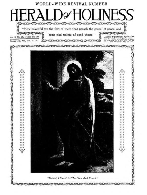 Front page of Herald of Holiness - December 21, 1921