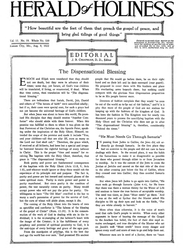 Herald of Holiness - August 9, 1922