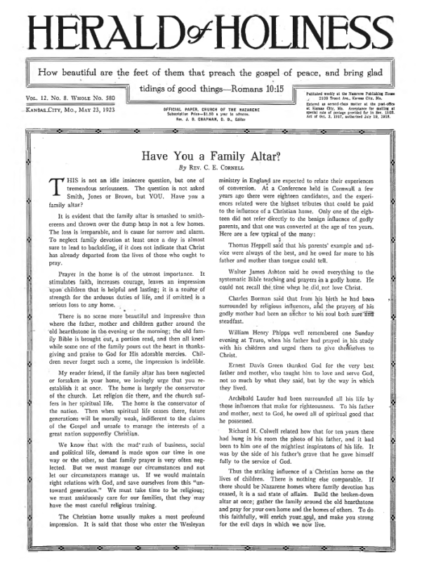 Front page of Herald of Holiness - May 23, 1923