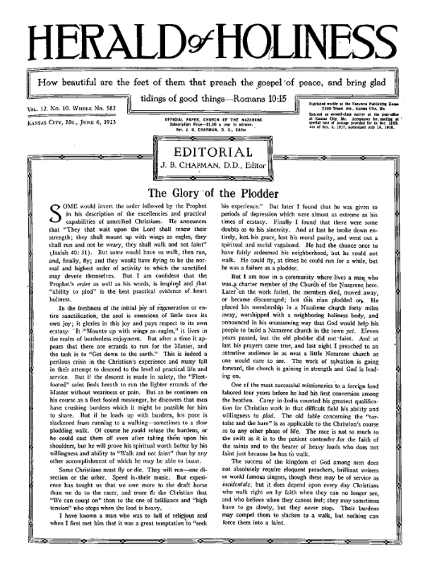 Front page of Herald of Holiness - June 6, 1923