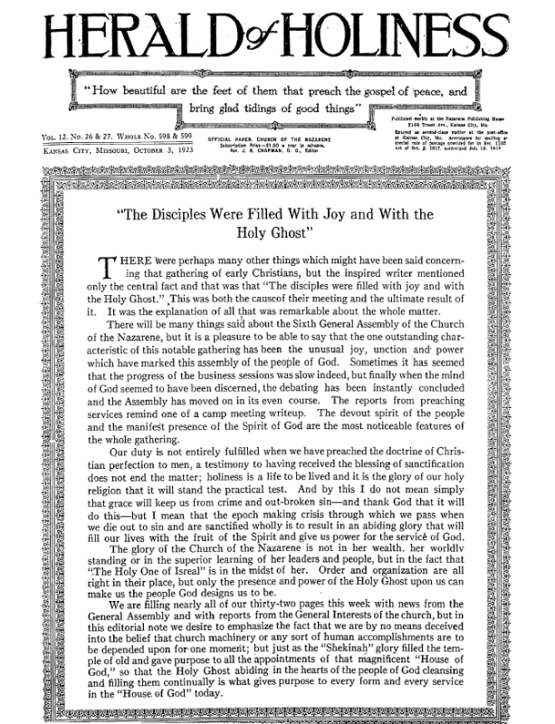 Herald of Holiness - October 3, 1923