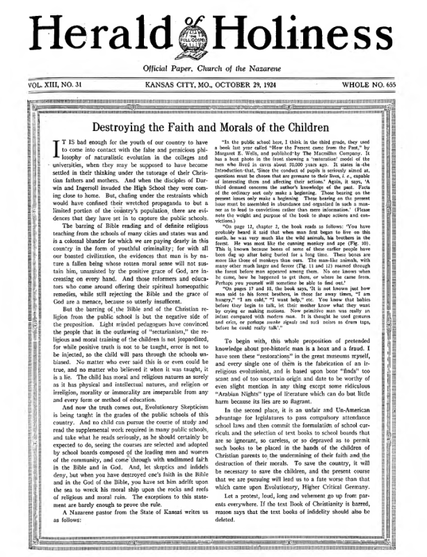 Front page of Herald of Holiness - October 29, 1924