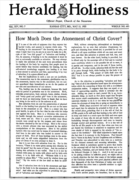 Herald of Holiness - May 13, 1925