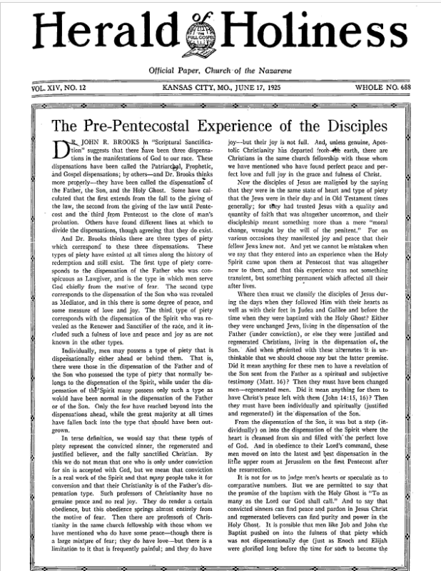 Front page of Herald of Holiness - June 17, 1925