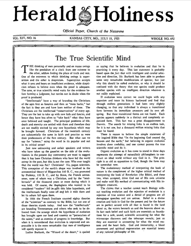 Front page of Herald of Holiness - July 15, 1925