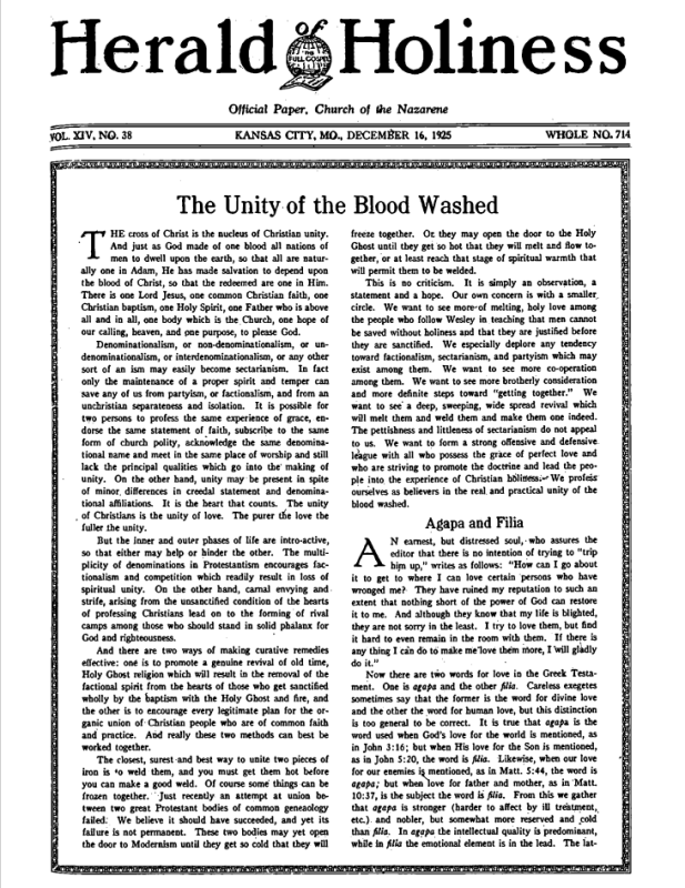 Front page of Herald of Holiness - December 16, 1925