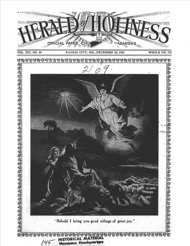 Front page of Herald of Holiness - December 23, 1925