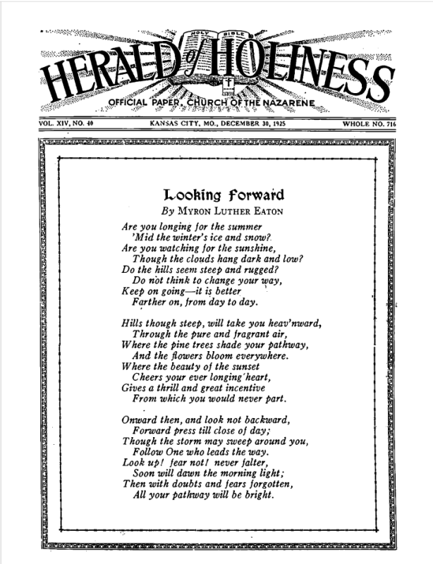 Front page of Herald of Holiness - December 30, 1925