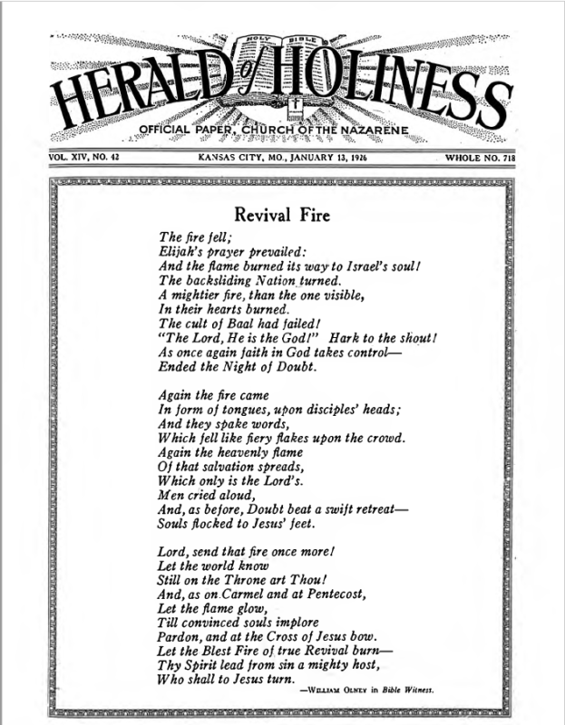 Front page of Herald of Holiness - January 13, 1926