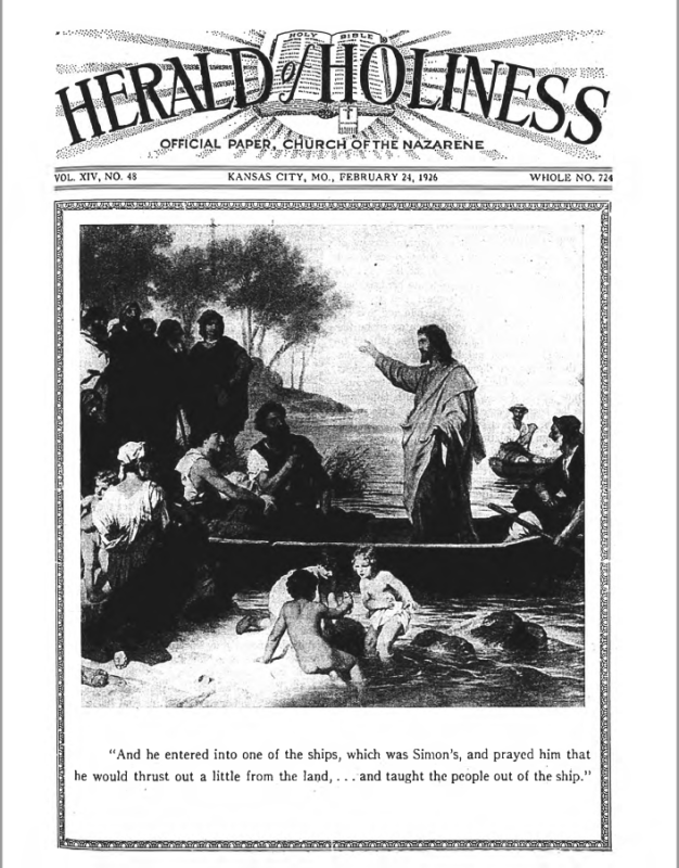 Front page of Herald of Holiness - February 24, 1926