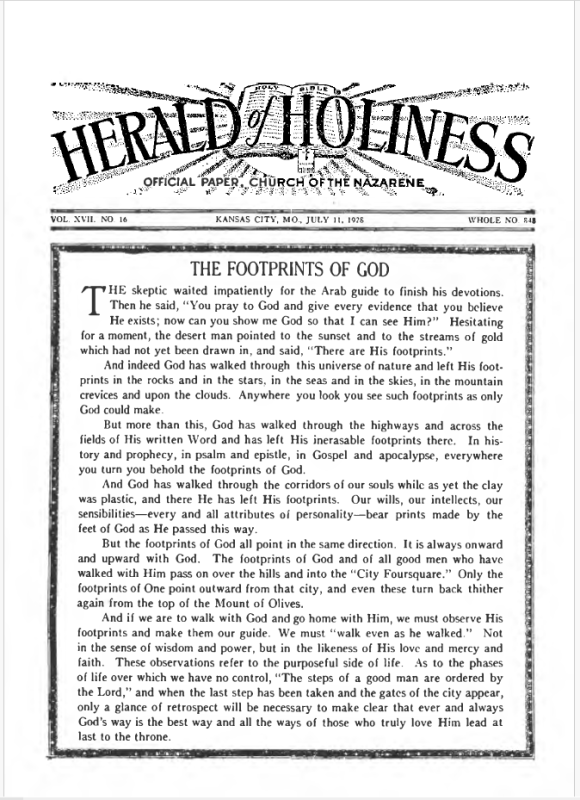 Front page of Herald of Holiness - July 11, 1928
