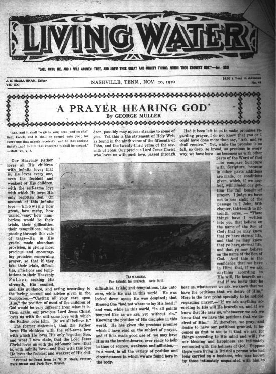 Living Water, November 10,1910