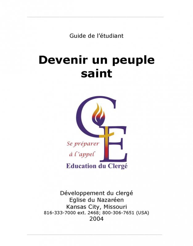 Devenir un peuple saint (Guide de l’étudiant)