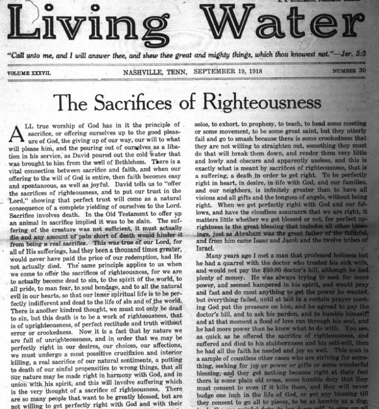 Living Water, Sept. 19, 1918