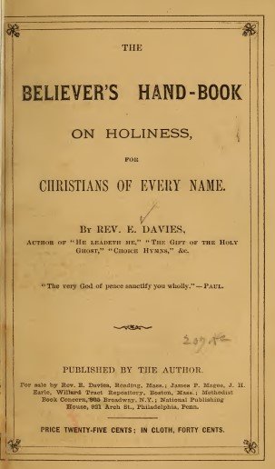 The Believer's Hand-book on Holiness